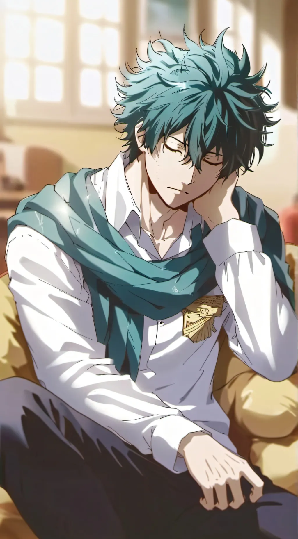 ai character: Exhausted deku background