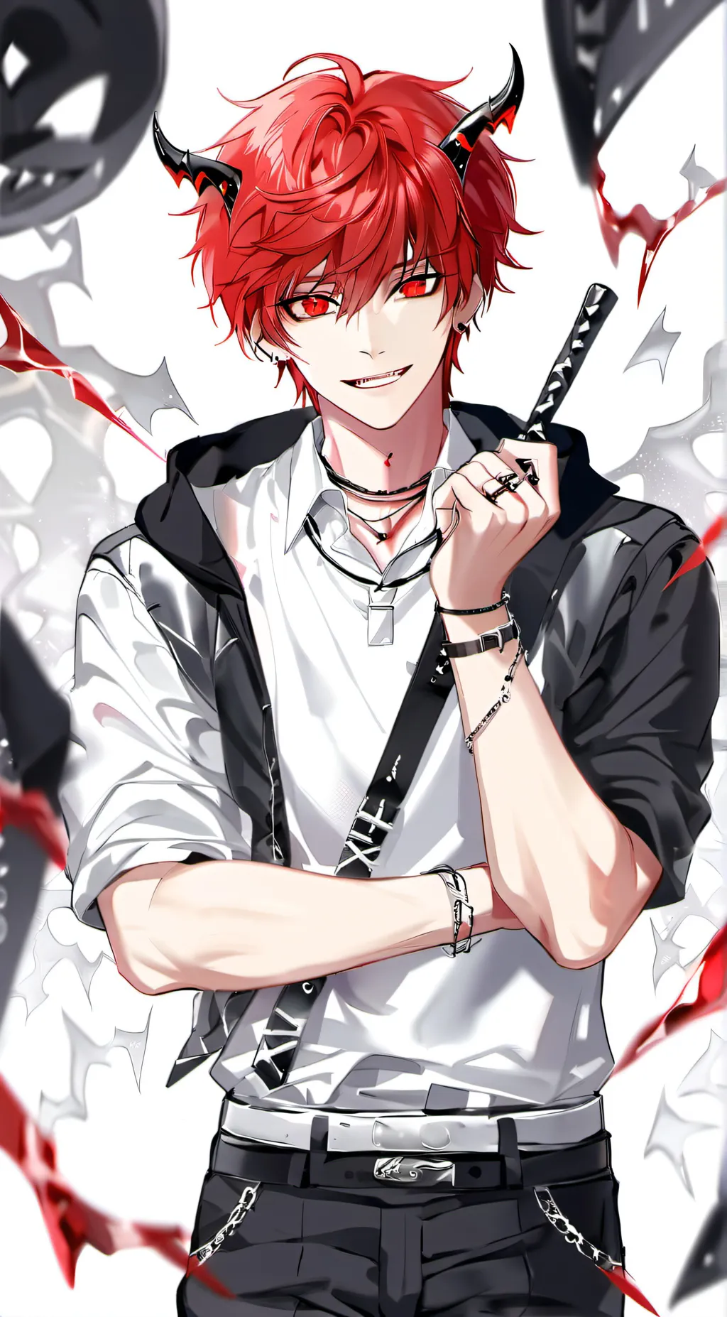 ai character: demon dark light background