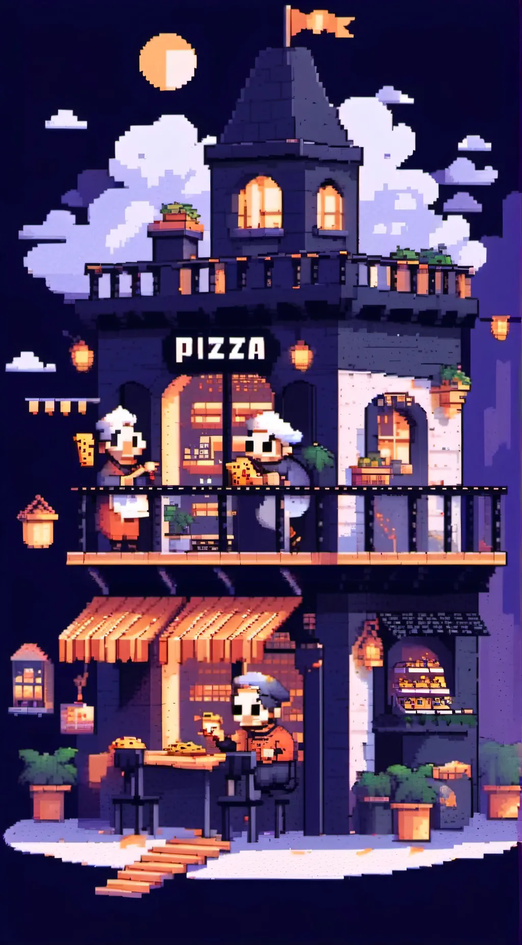 ai character: pizza tower background