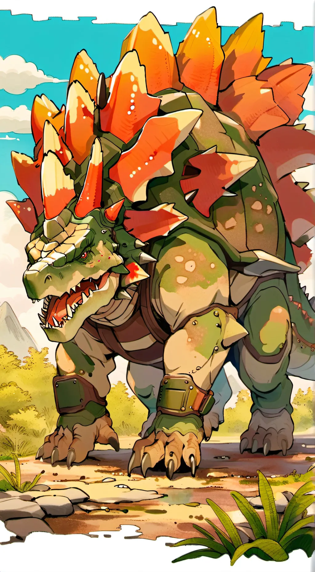 ai character: stegosaurus  background