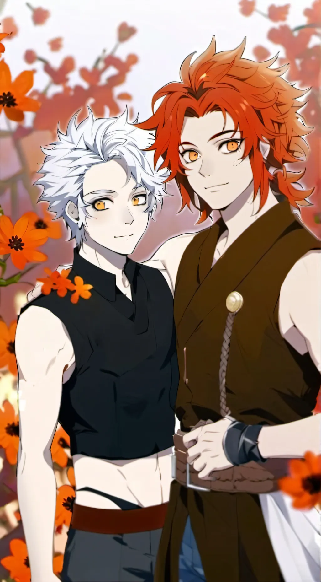 ai character: Akaza and Rengoku  background