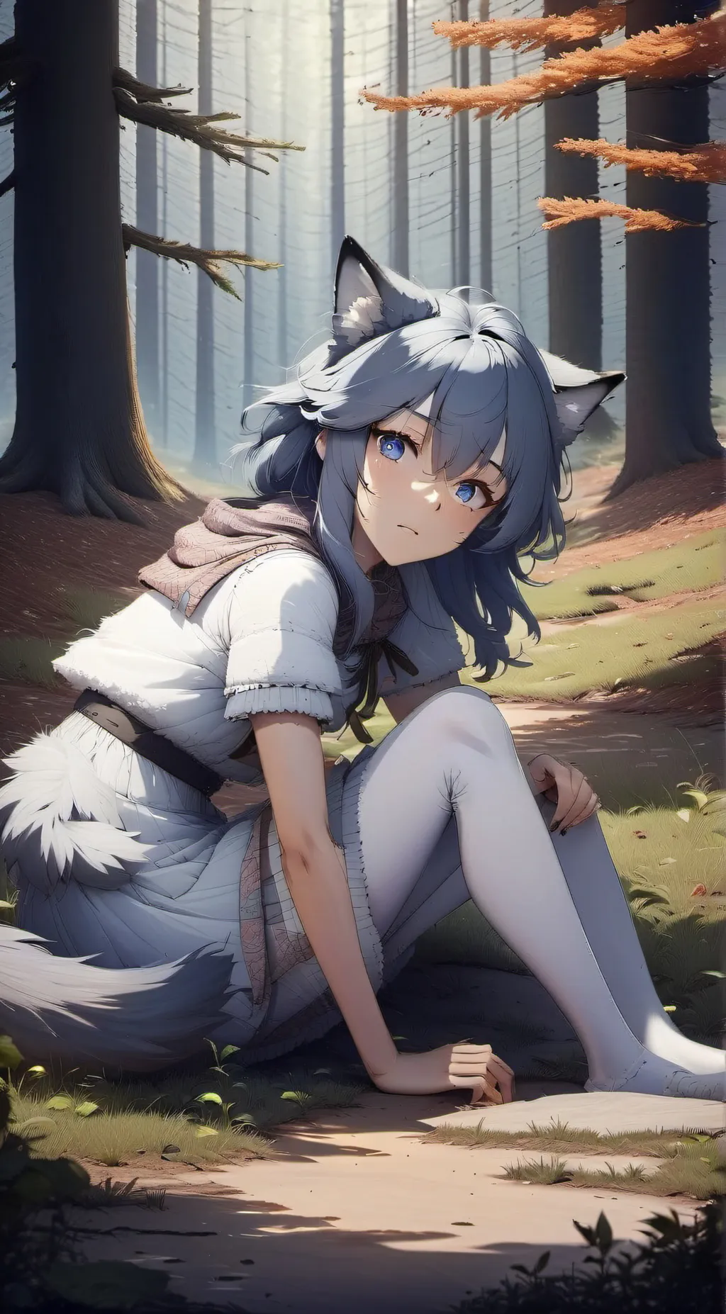 ai character: sjik, catched wolf background