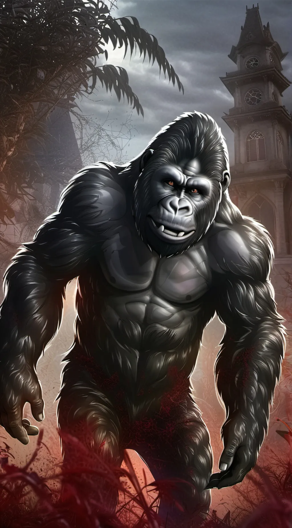 ai character: hungry gorrila background