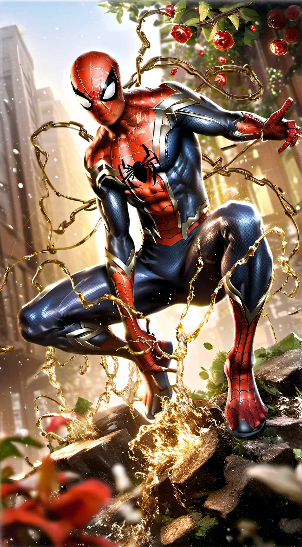 ai character: Three spidermans background