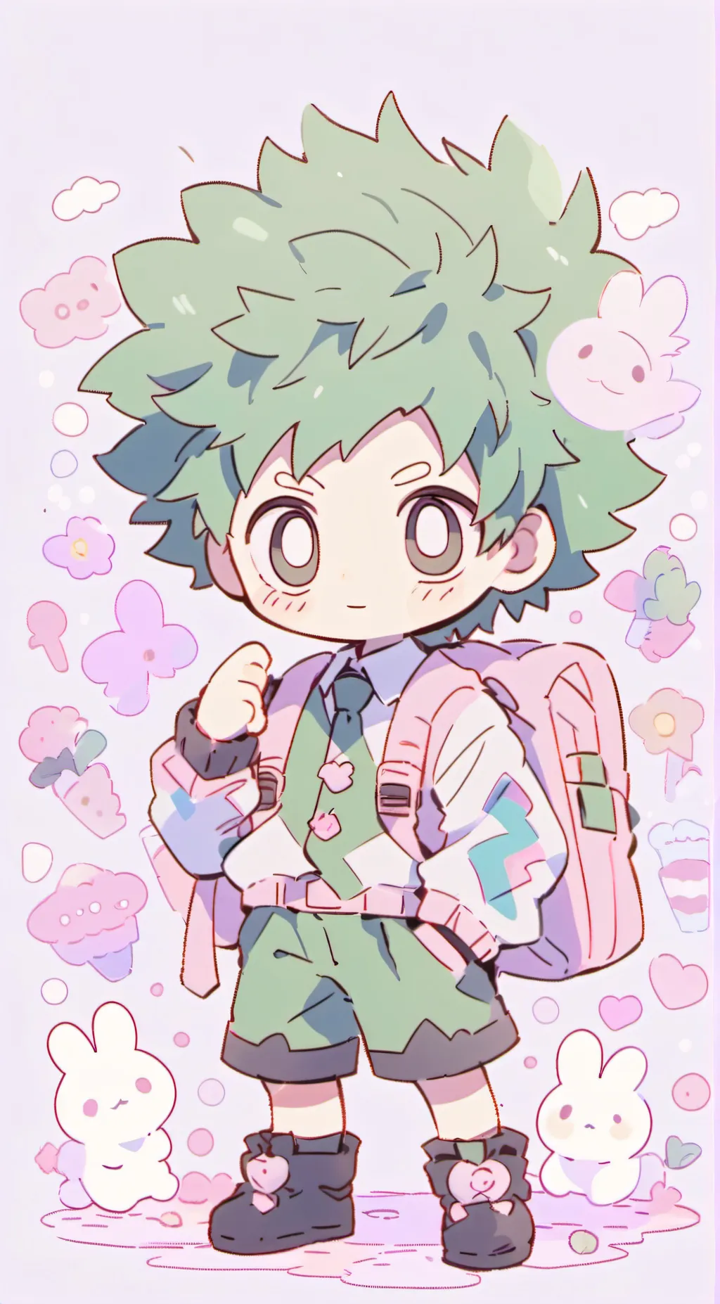 ai character: deku+baby background