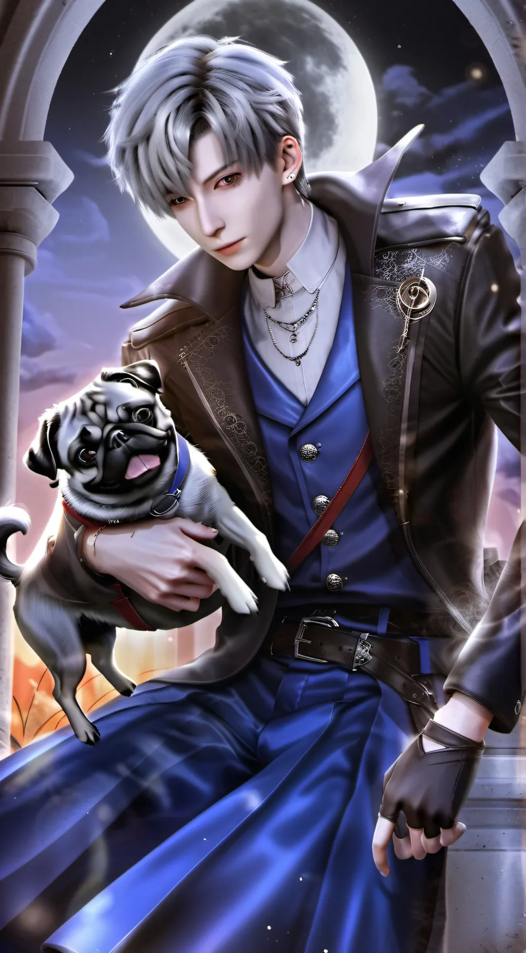 ai character: Silverhook and pug background