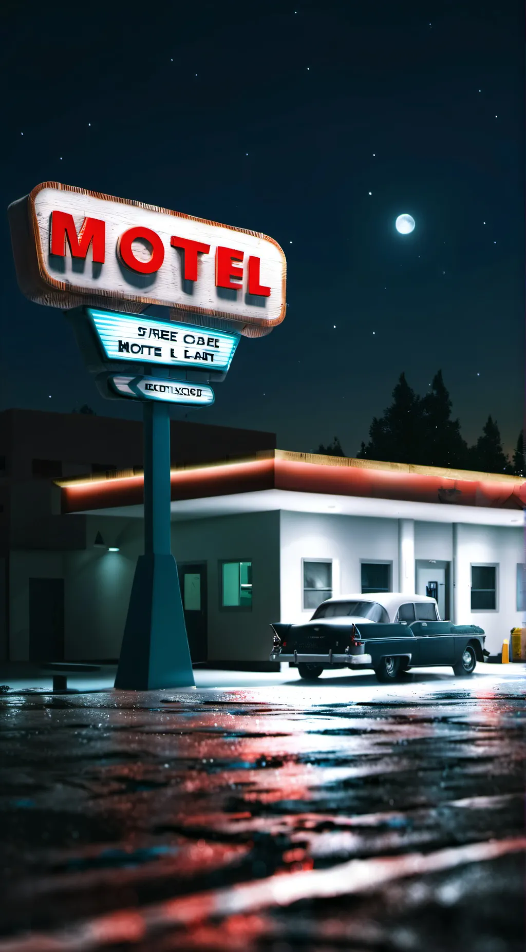 ai character: MOTEL  background