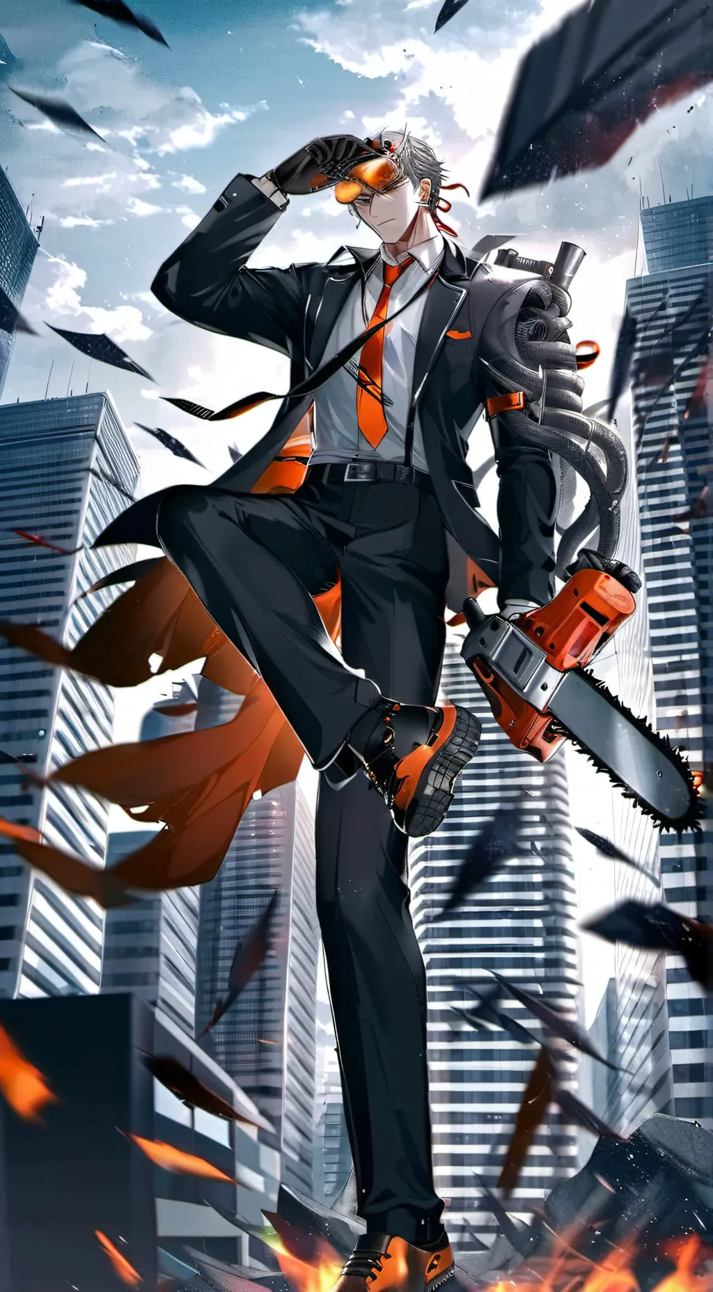 ai character: CHAINSAW MAN WORLD background