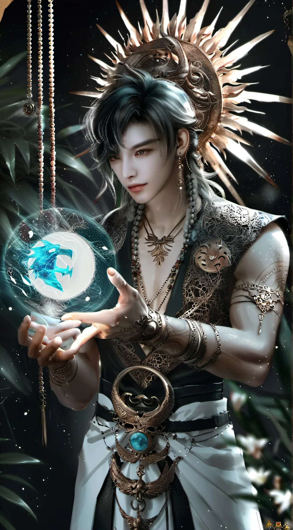 ai character: Sun and moon background