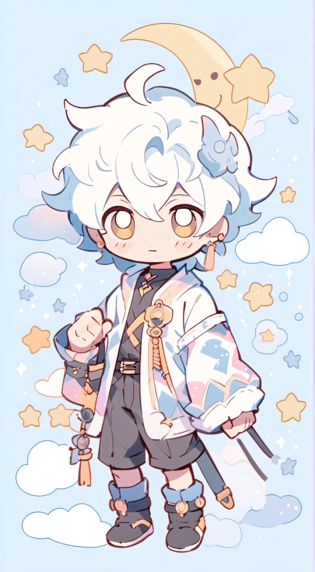 ai character: Sun and moon show background
