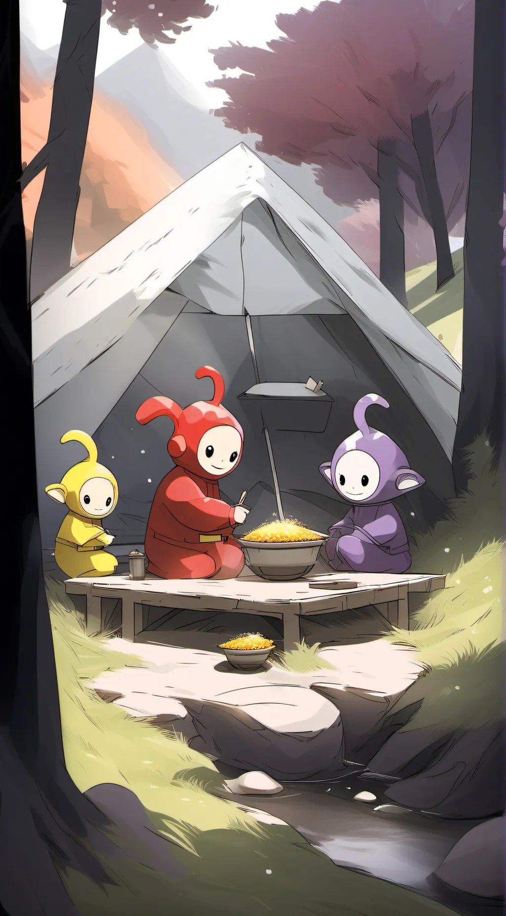 ai character: Teletubbies  background