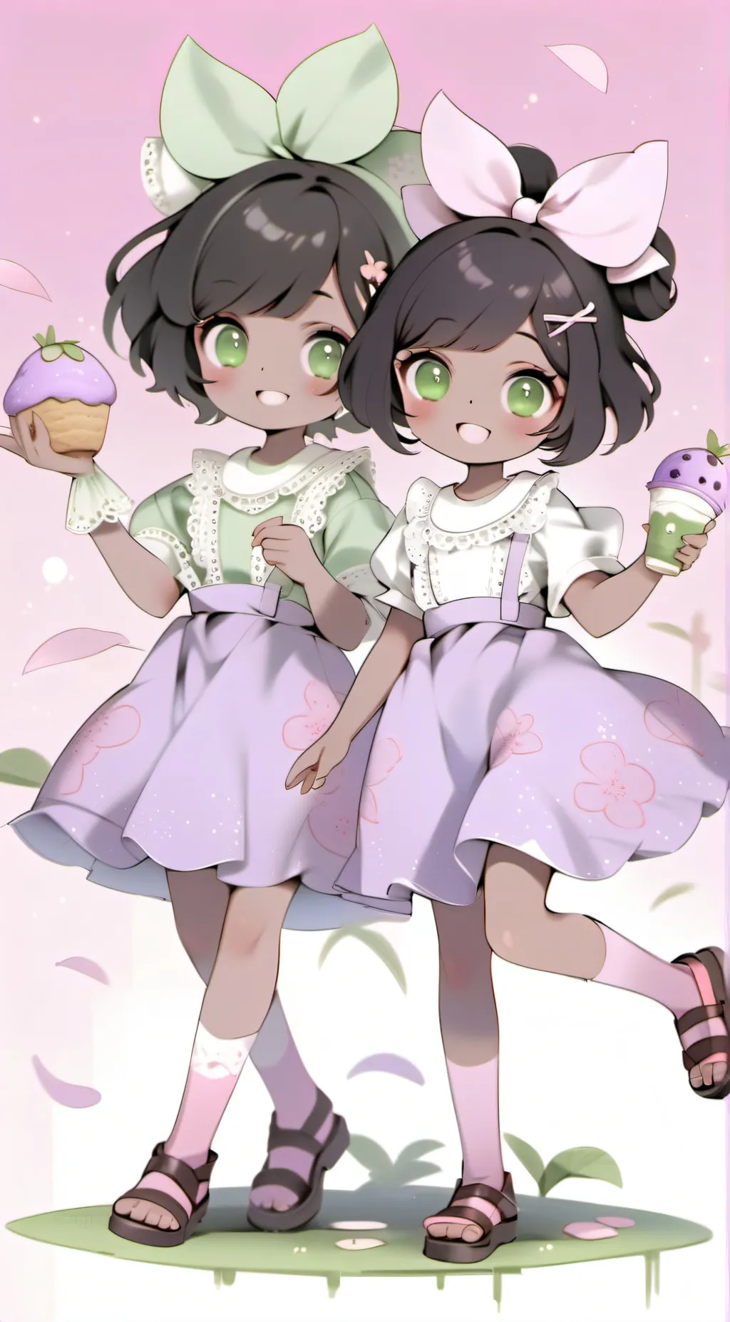 ai character: Zuzu and Zaza  background