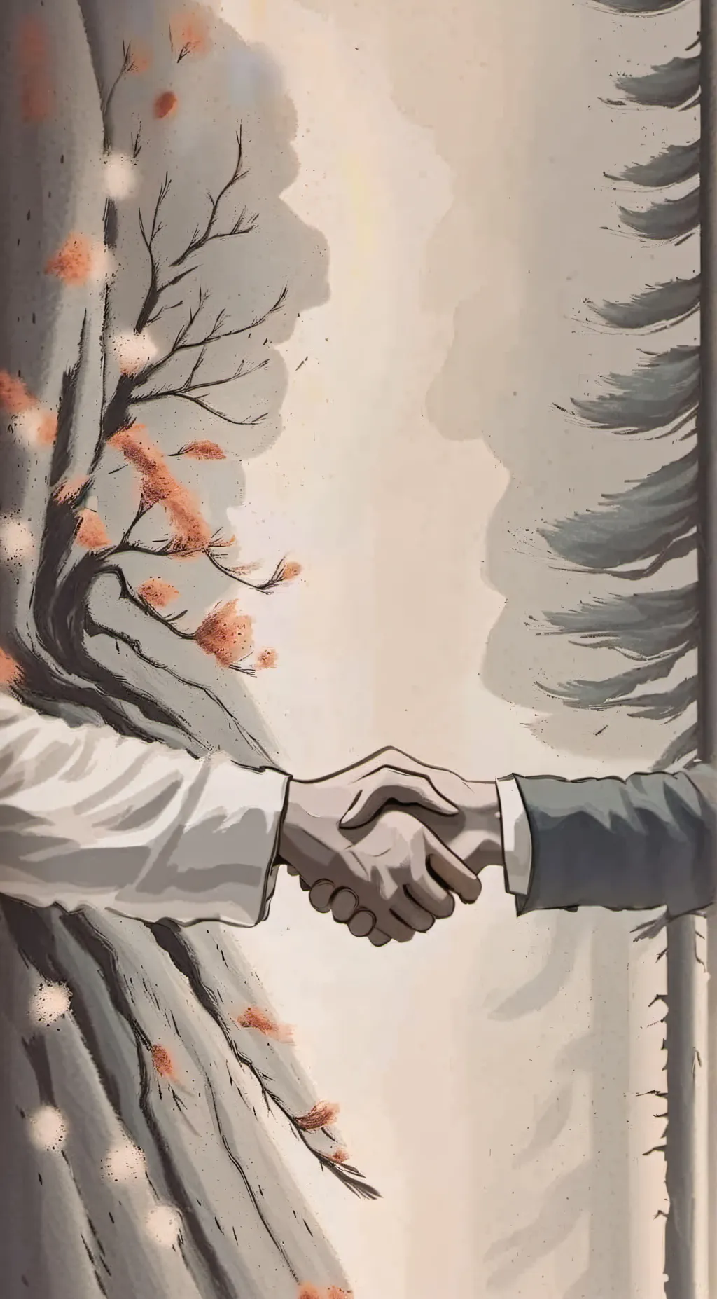ai character: hand shake background