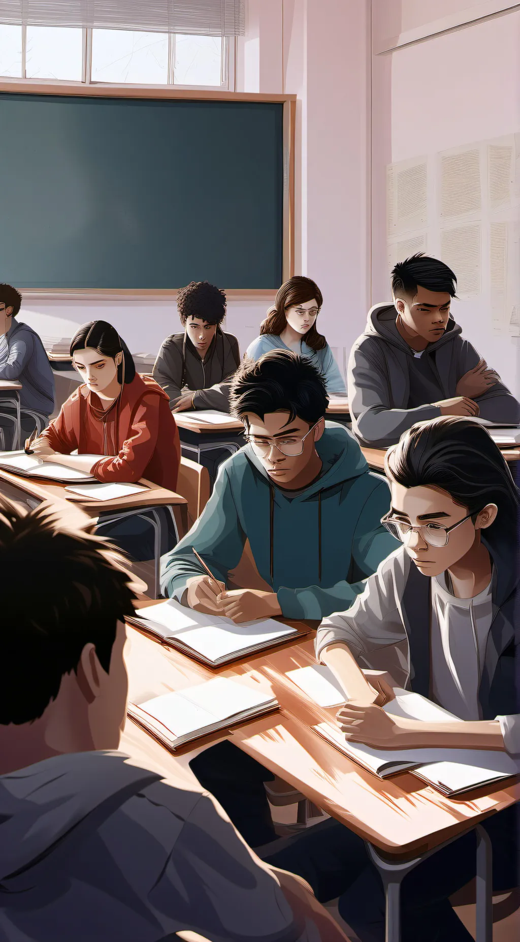 ai character: 1st Day in College background