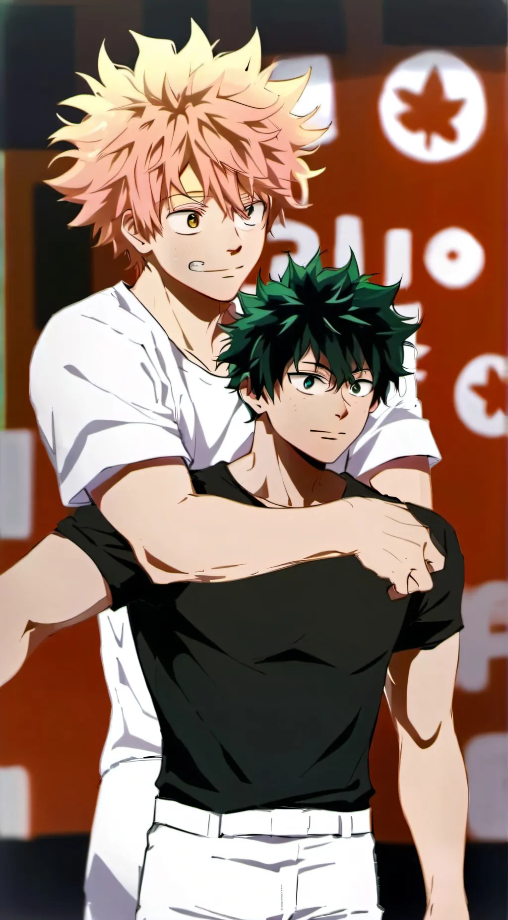 ai character: Kacchan and Deku background