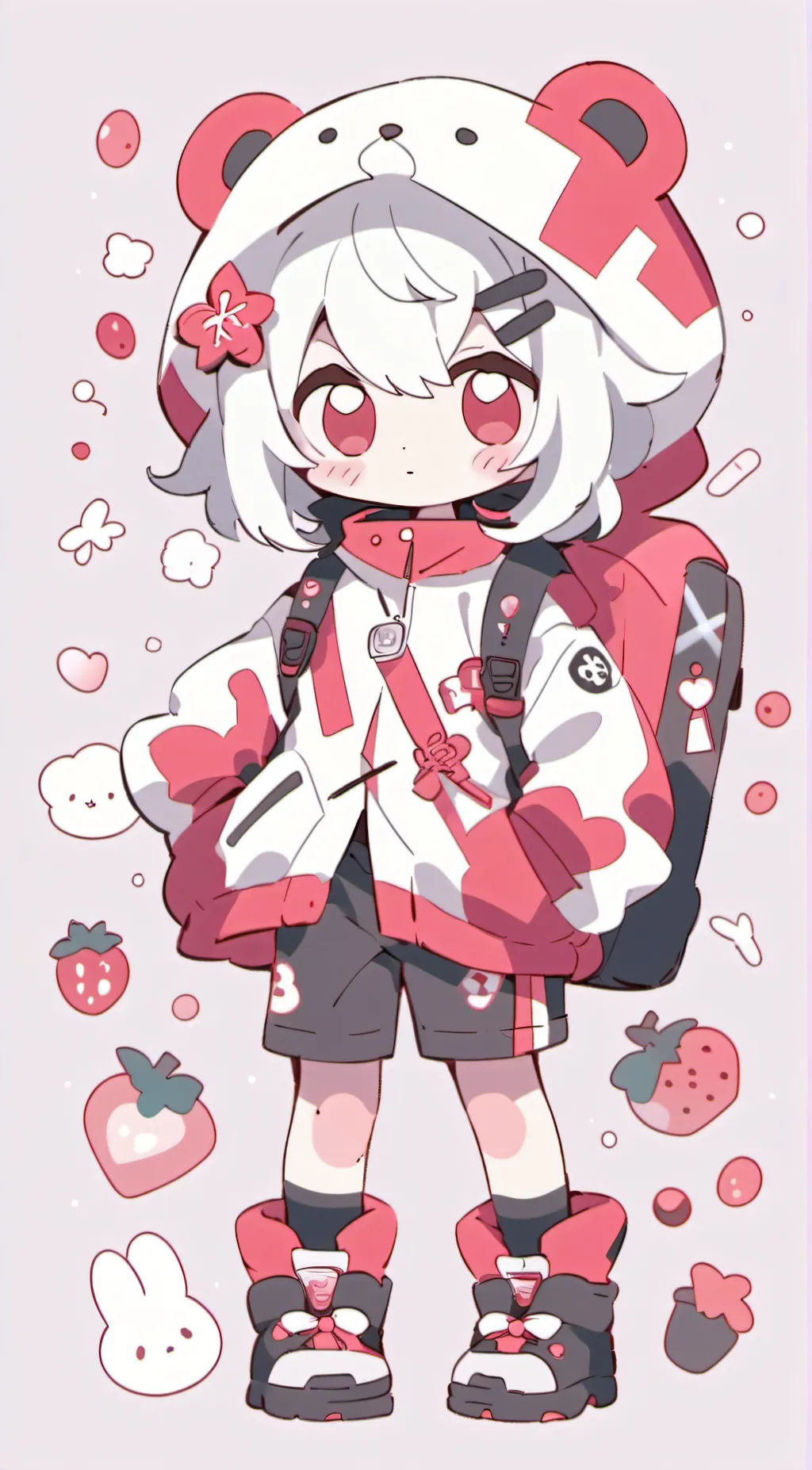 ai character: strawberry 🍓🥛 background