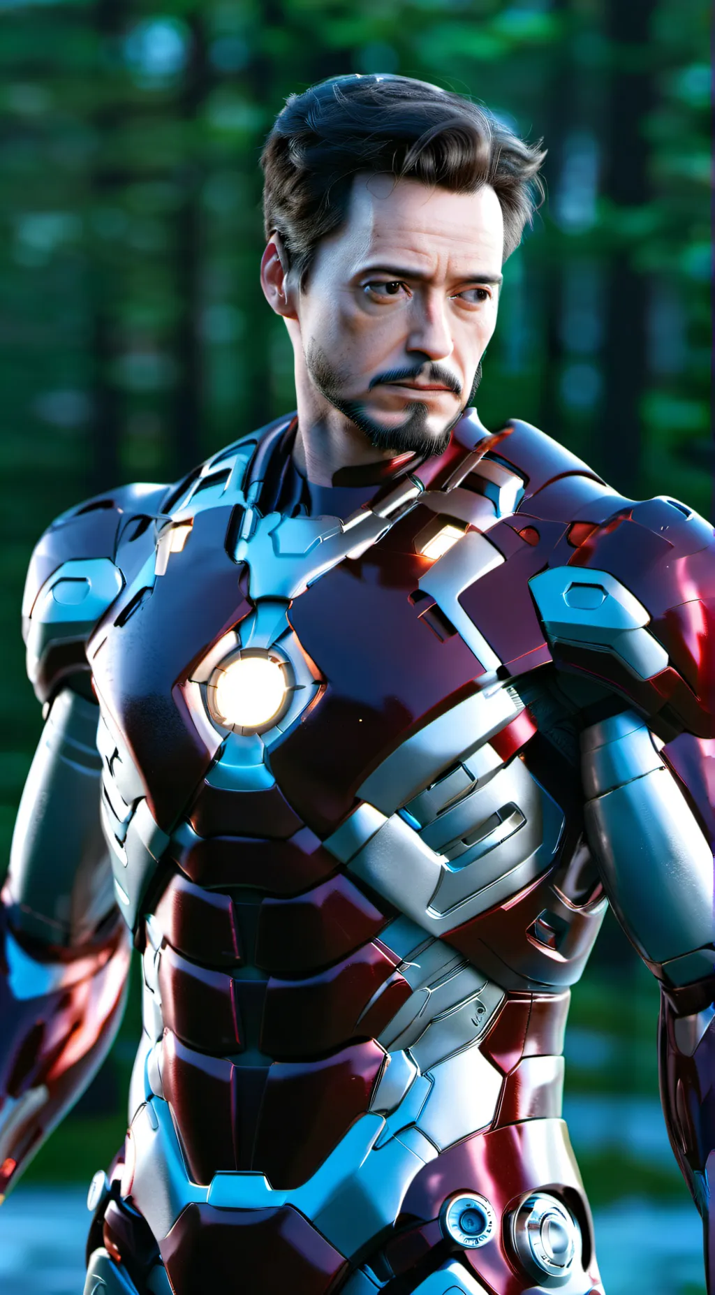 ai character: iron man  background