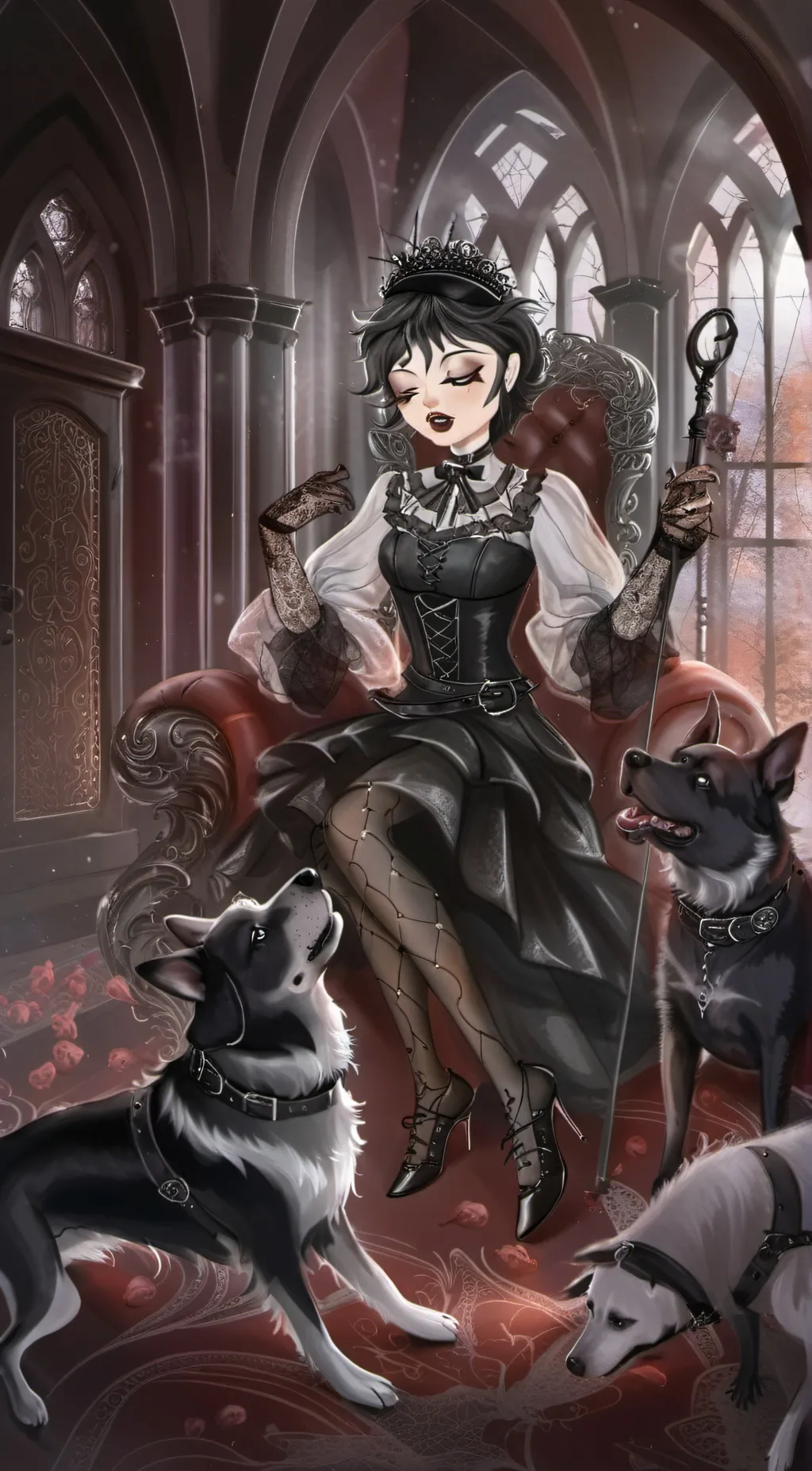 ai character: queen of dogs background