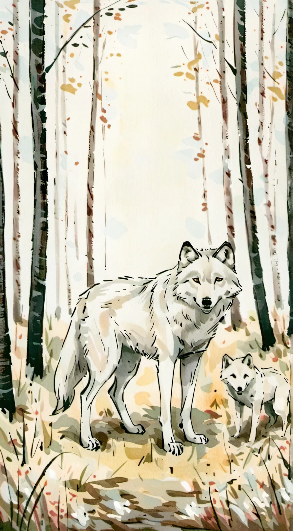 ai character: white wolfs background