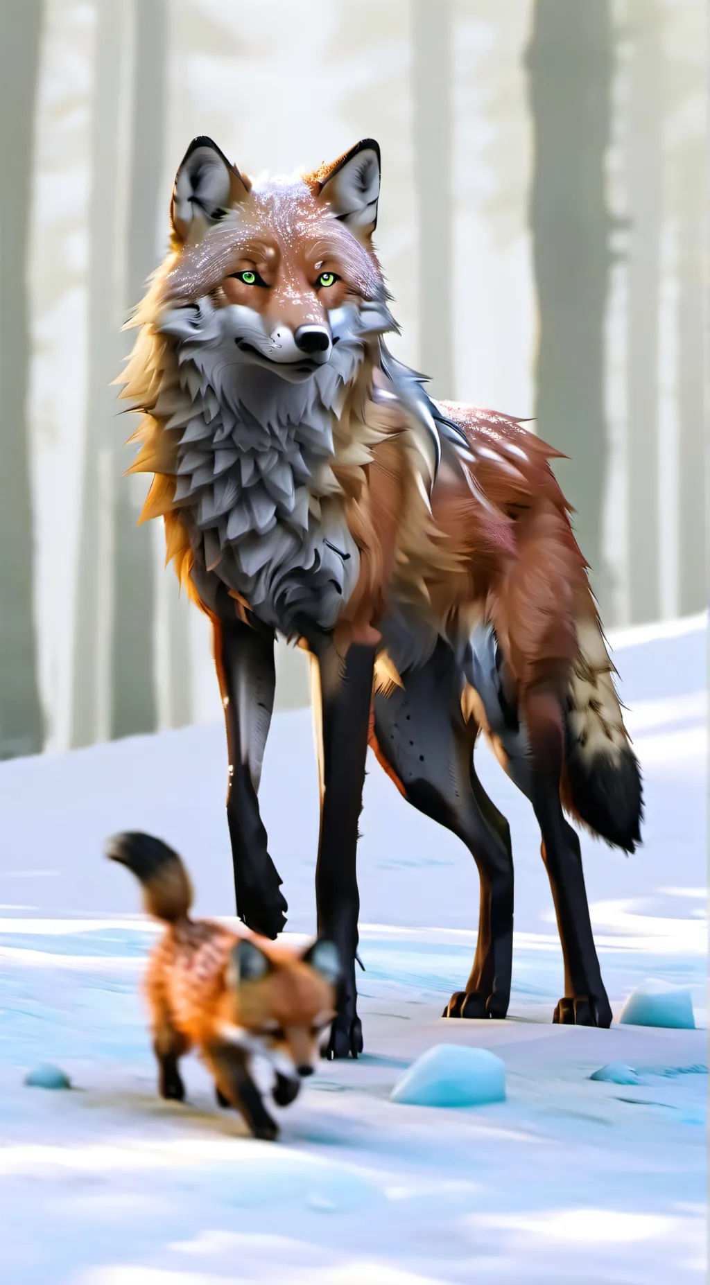 ai character: wolf and fox background