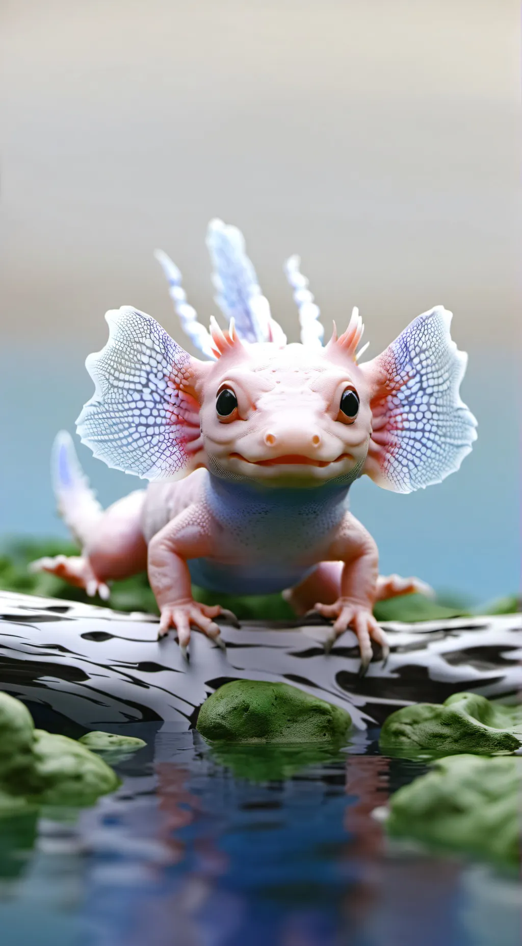 ai character: giant axolotl background