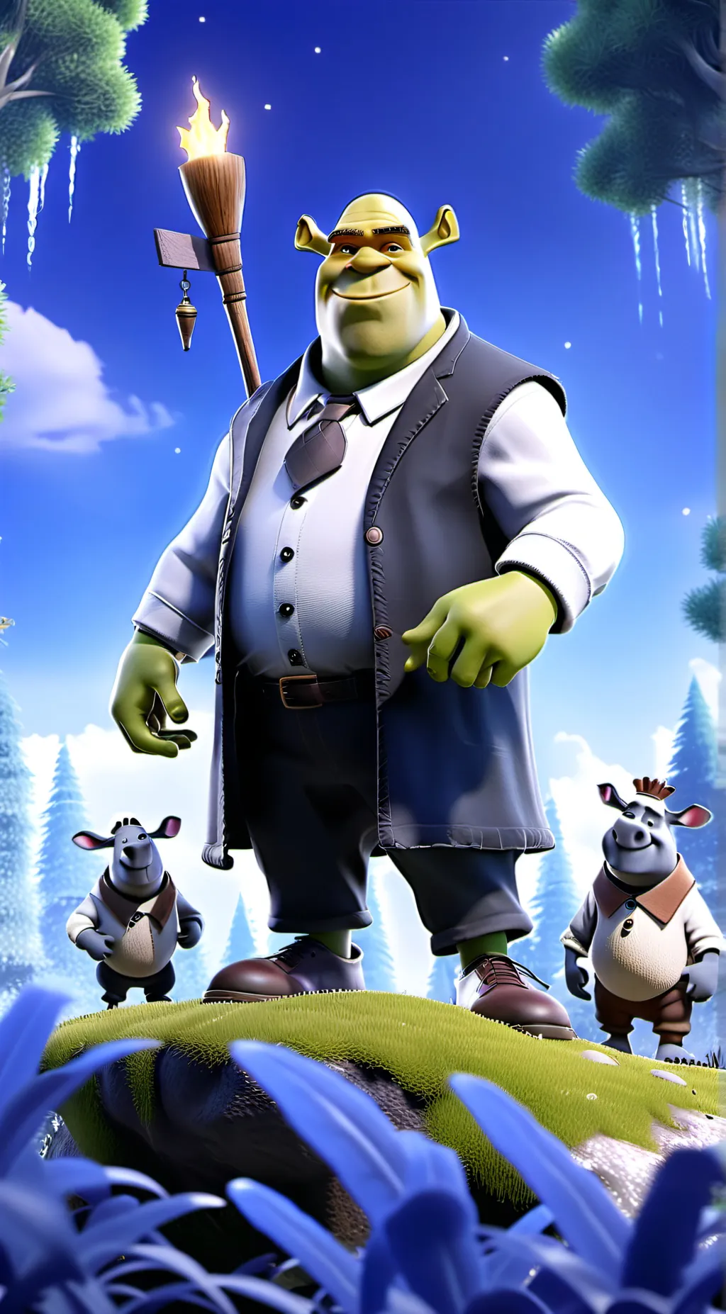 ai character: shrek ohio rizzler background