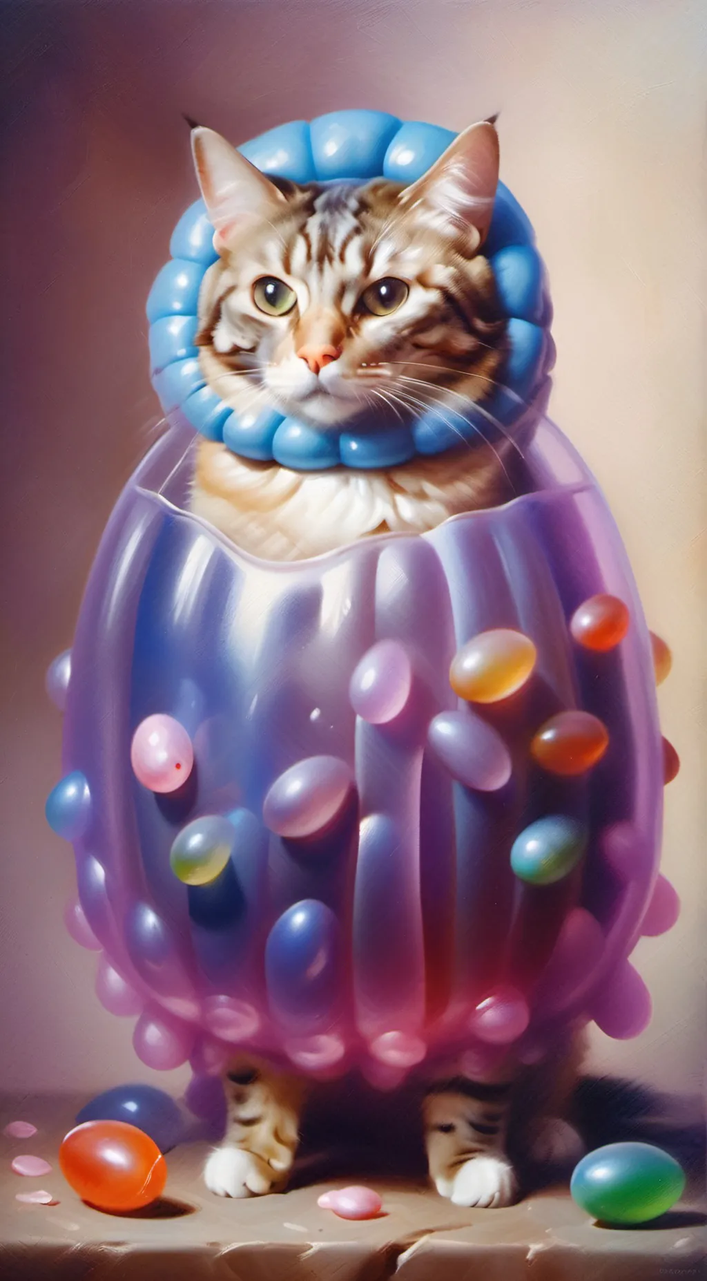 ai character: jelly bean cat background