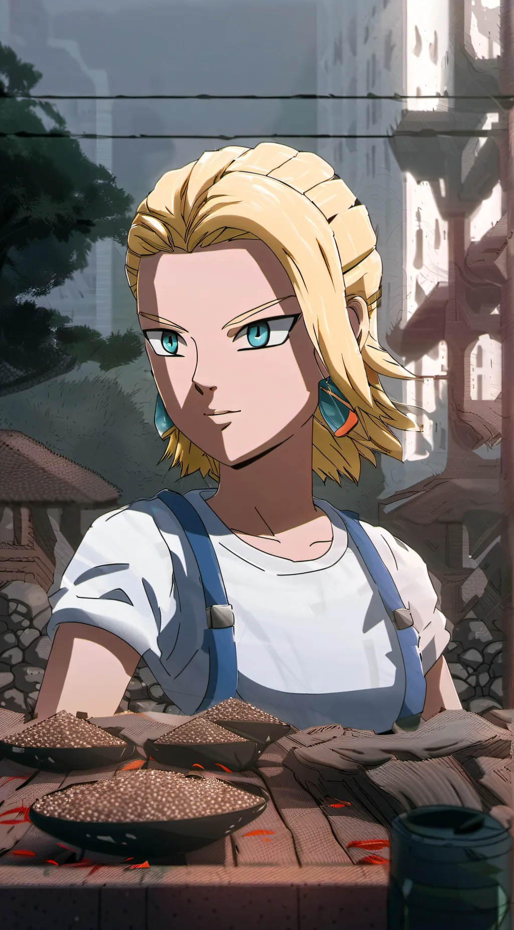 ai character: Android 18  background
