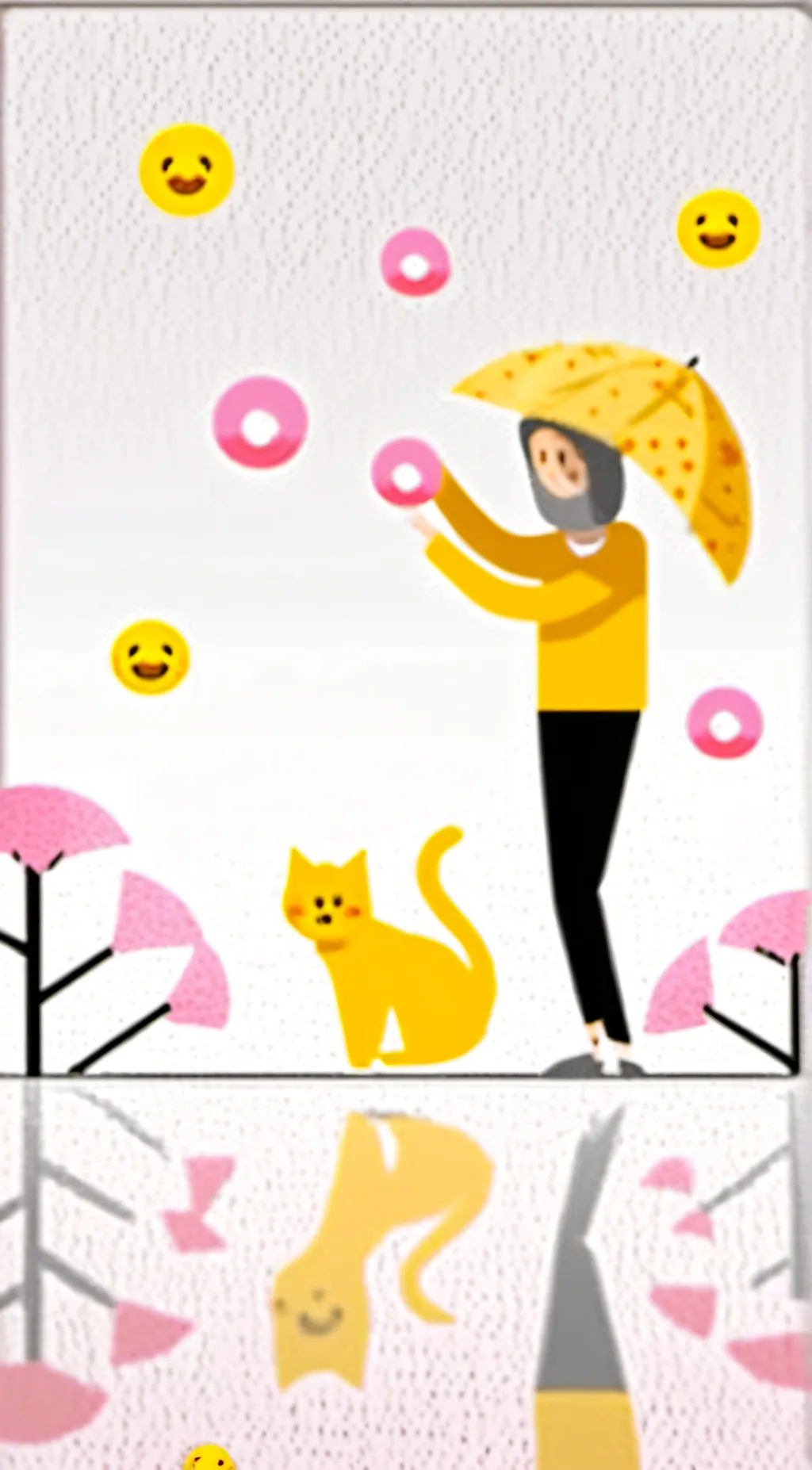 ai character: Yellow emoji cat  background