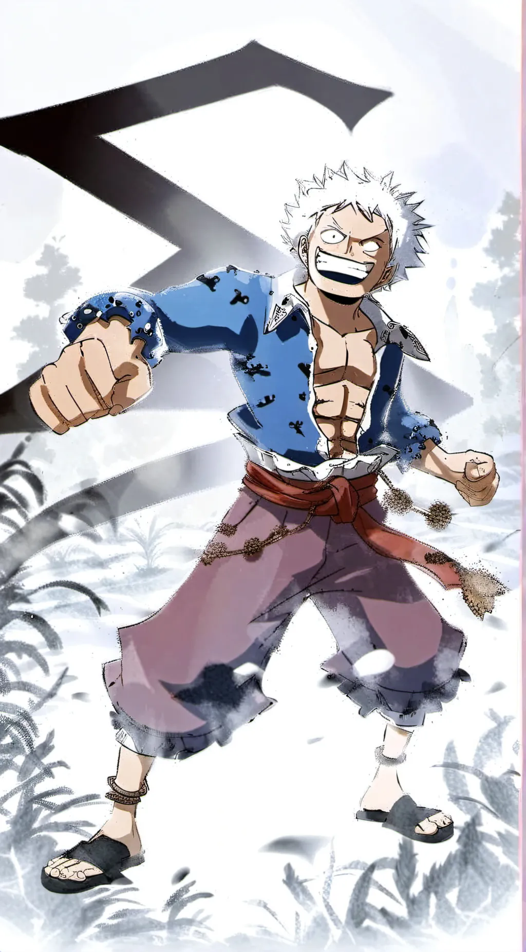 ai character: Gear five luffy background
