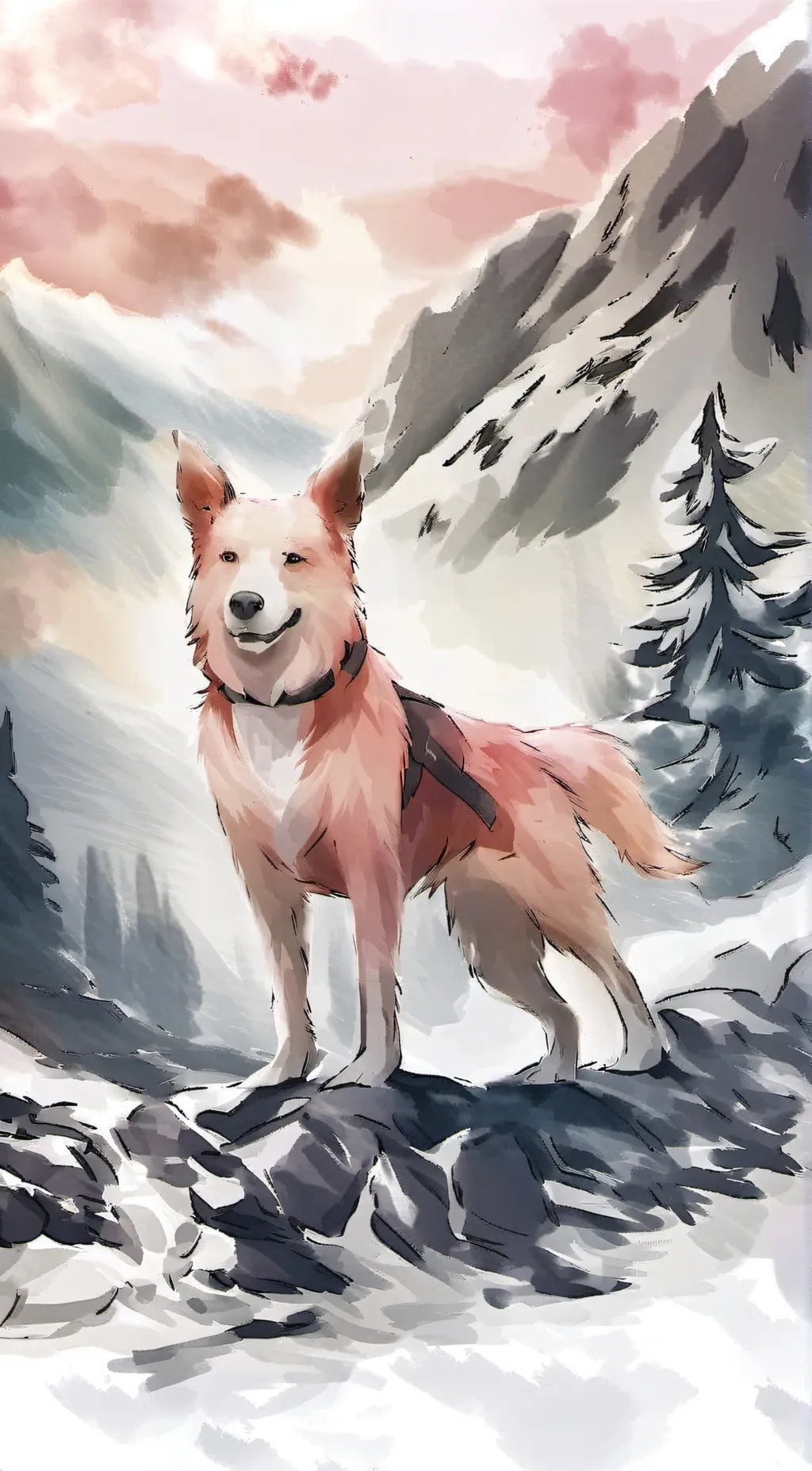 ai character: pink dog background