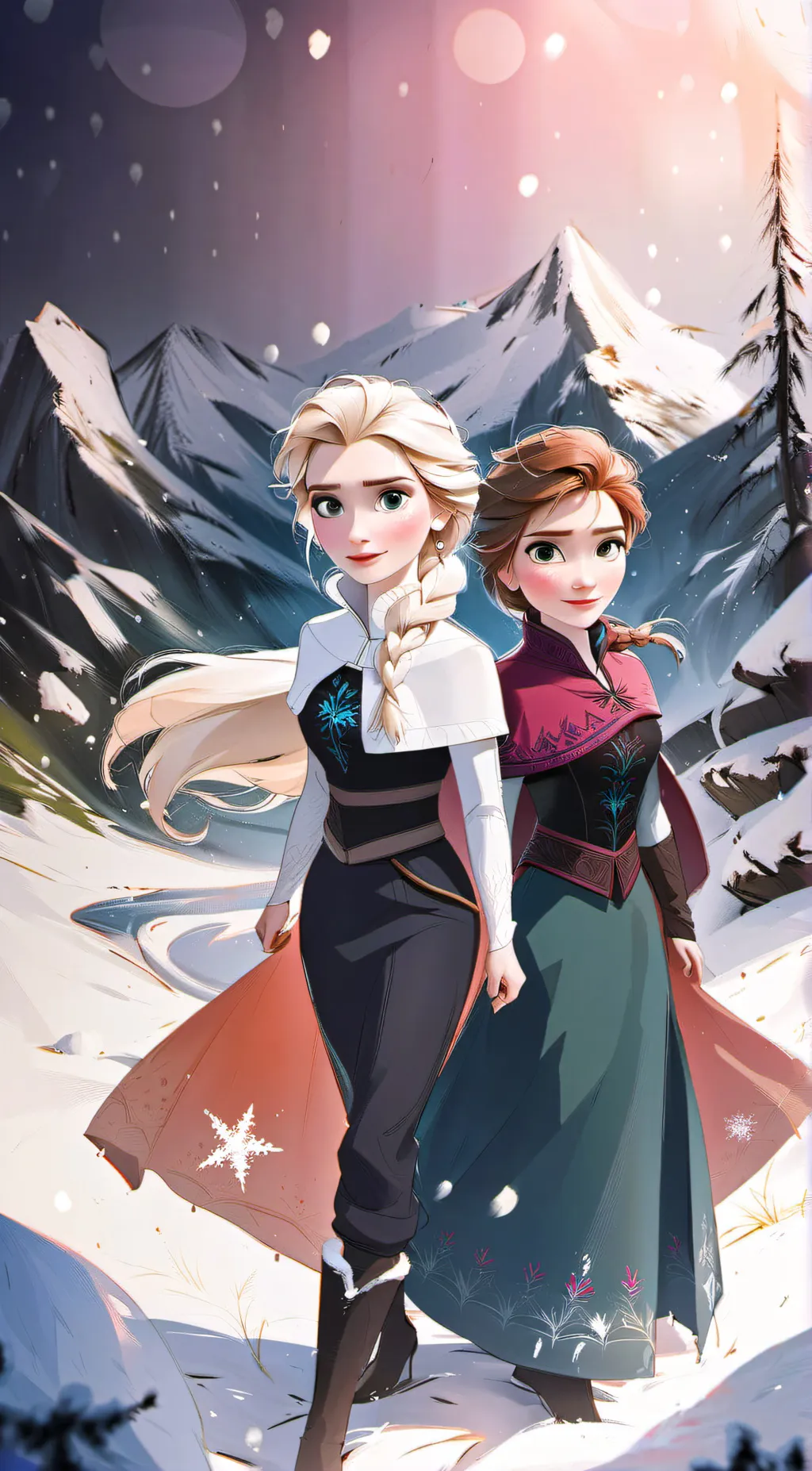 ai character: Elsa and Anna background