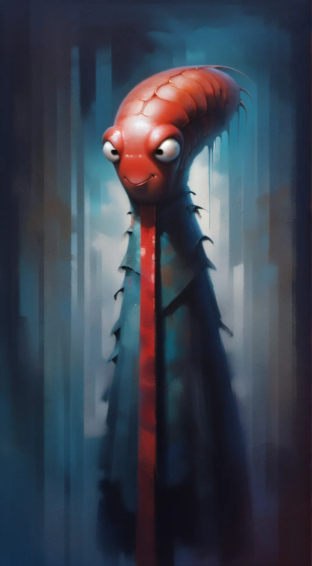 ai character: Red larva background