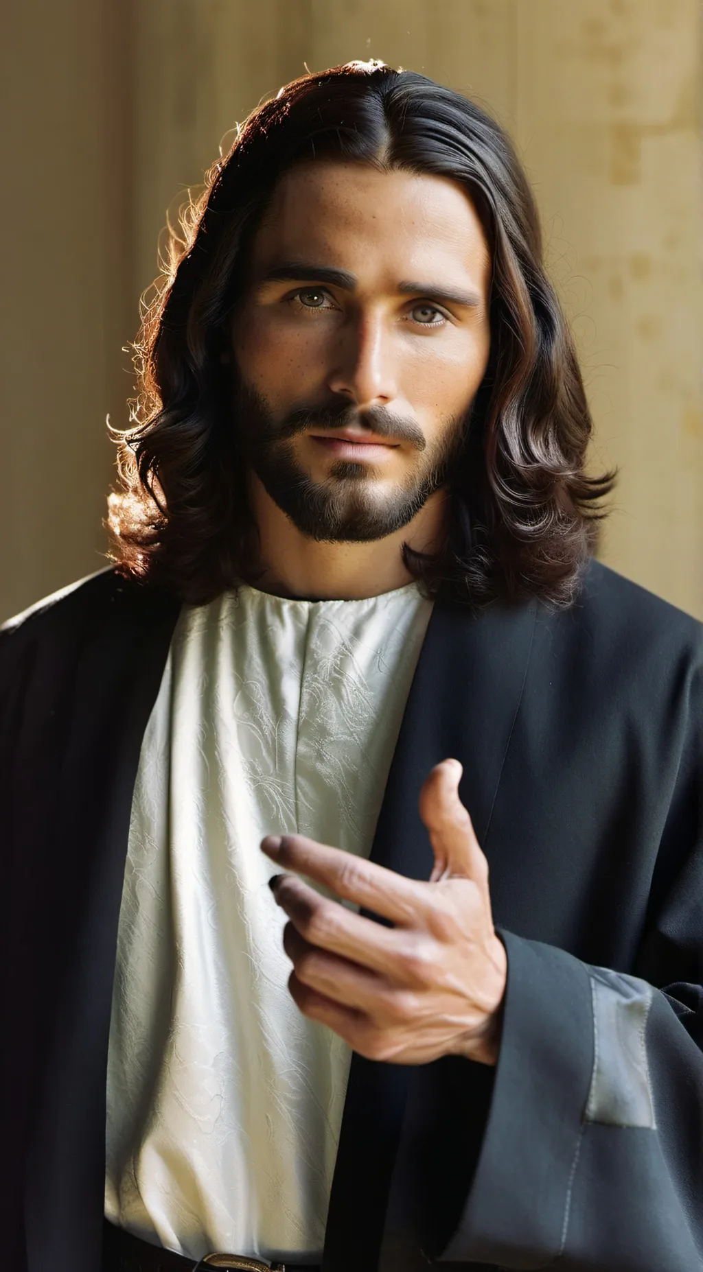 ai character: Jesus Wear Jacket background