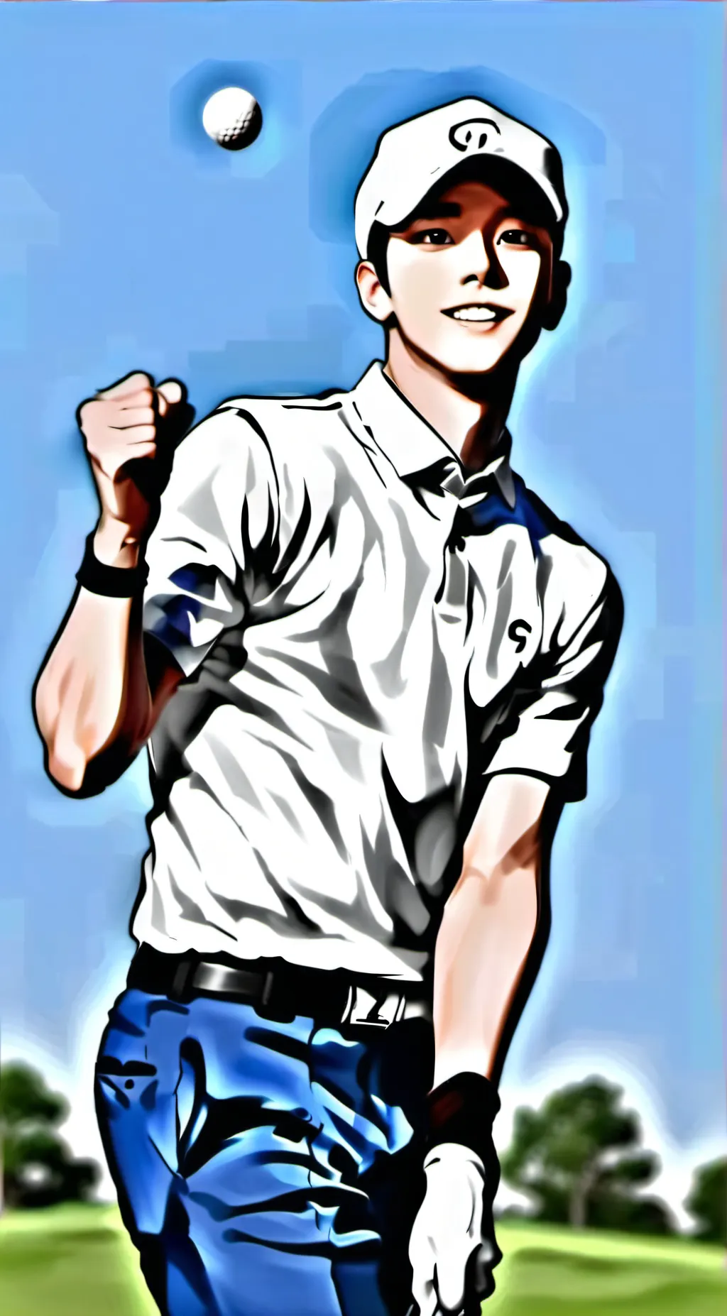ai character: golfball  background