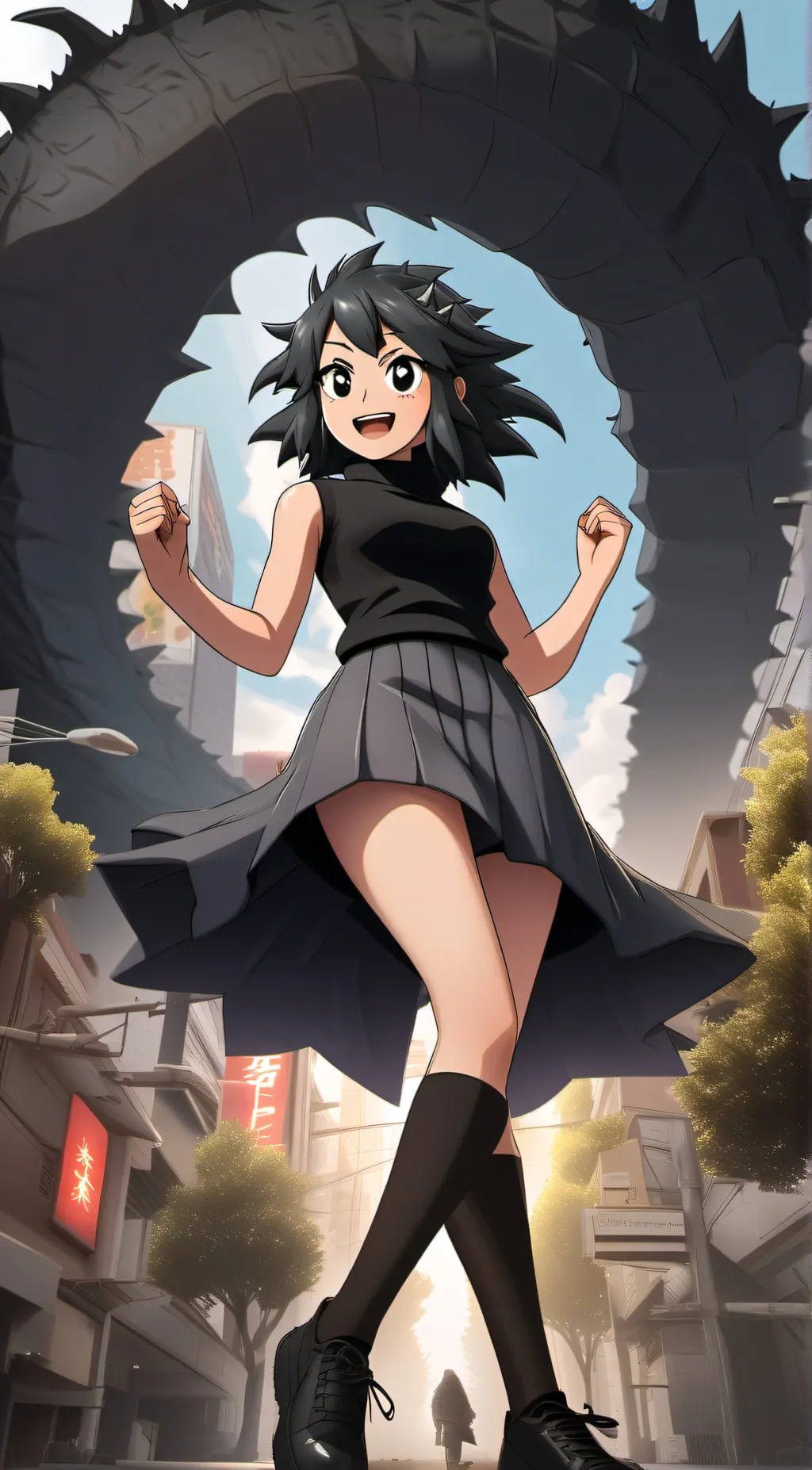 ai character: Godzilla Jr background