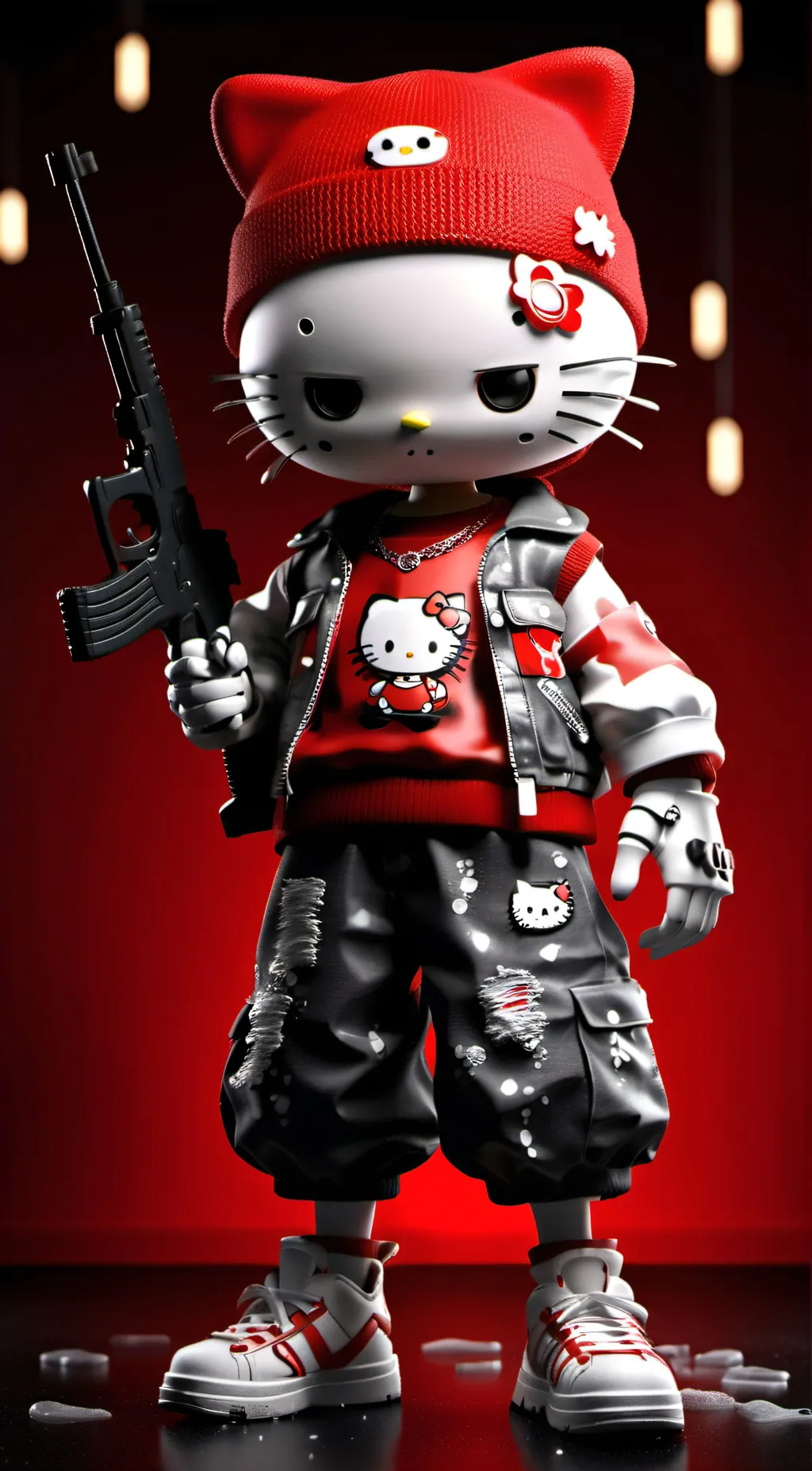 ai character: Ghetto hello kitty background