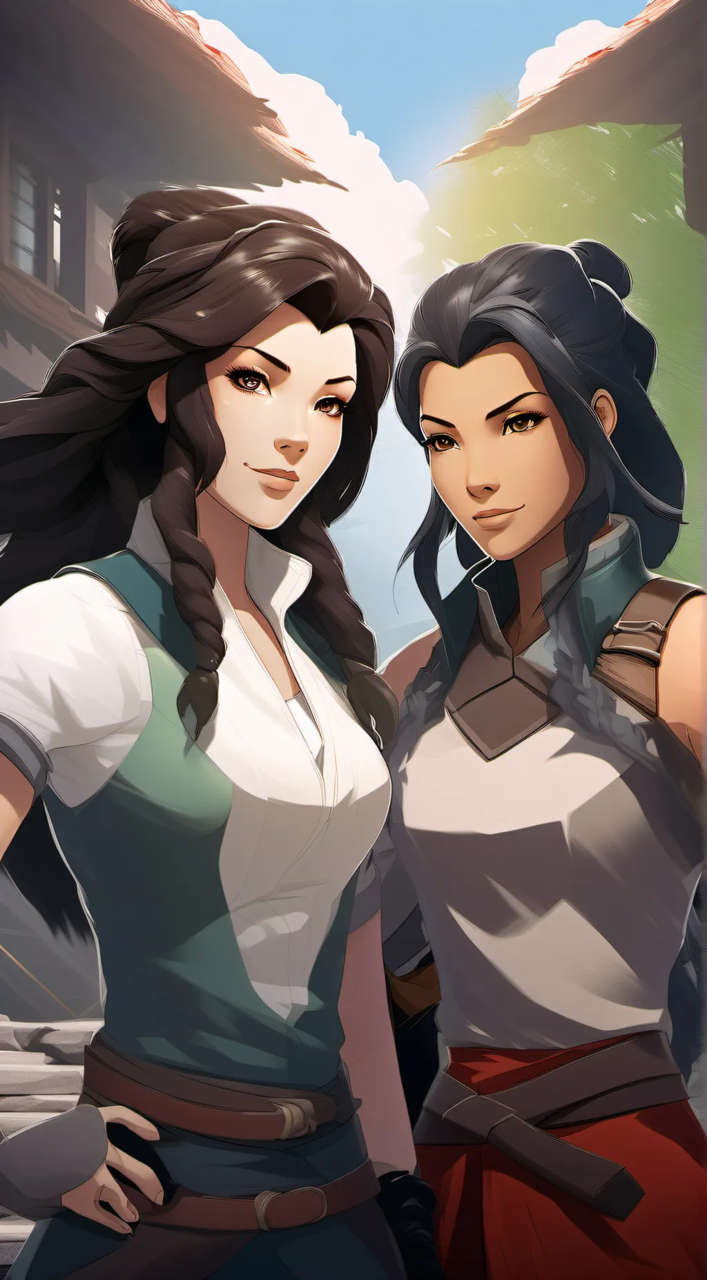 ai character: kora and asami  background