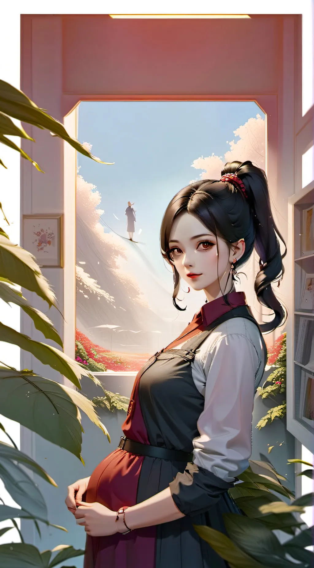 ai character: Pregnant woman  background