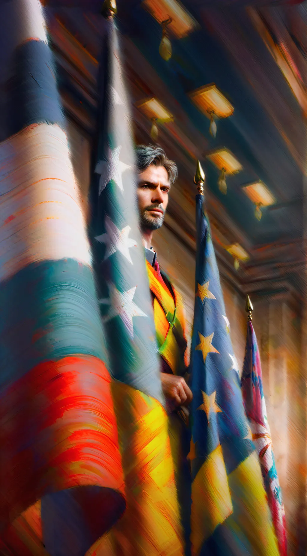ai character: 🇺🇦+🇷🇺 background