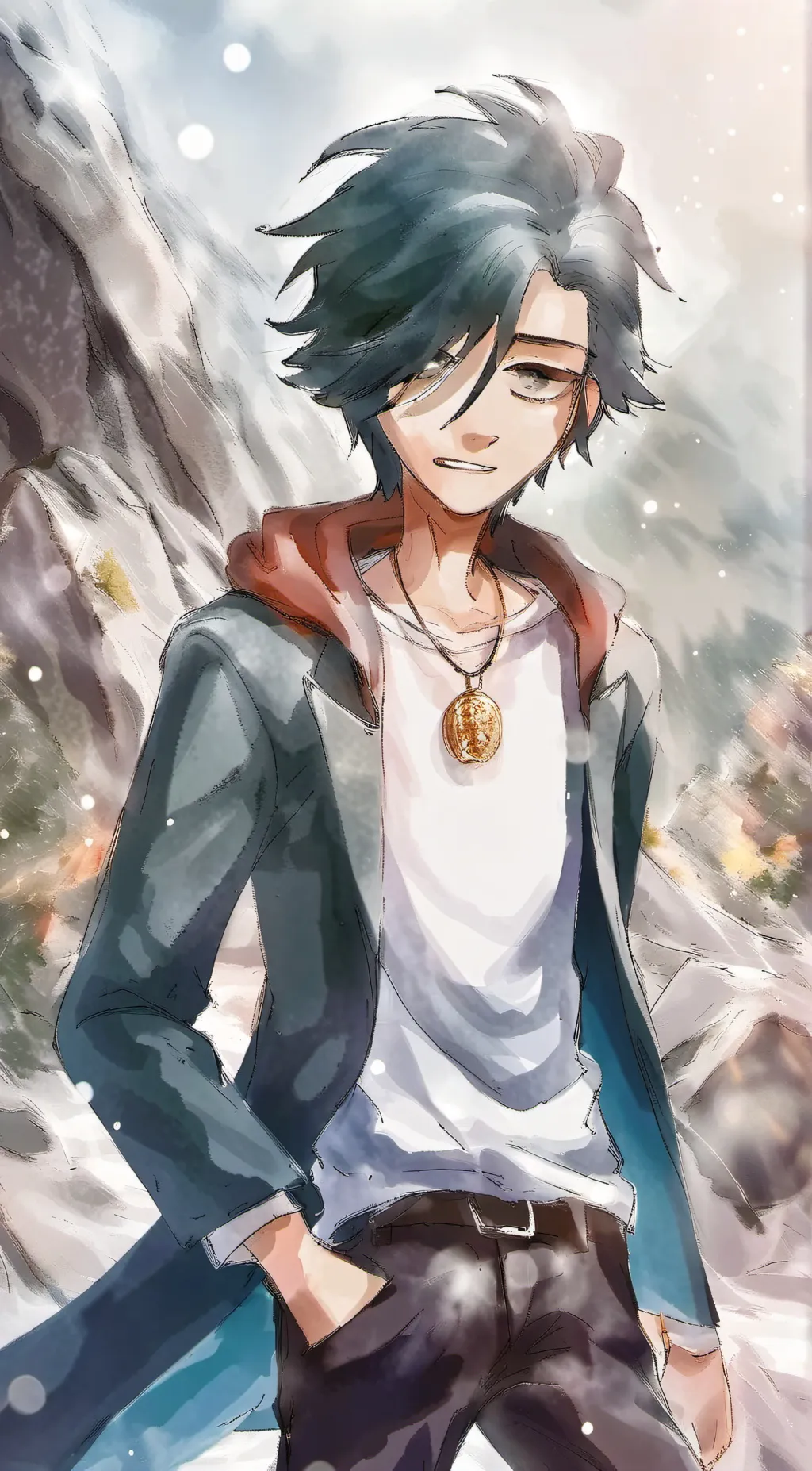 ai character: Stone background