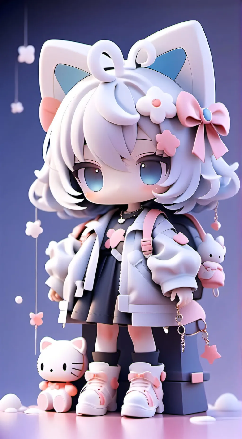 ai character: Hello kitty 🌺🔪🔥🌸🎀 background