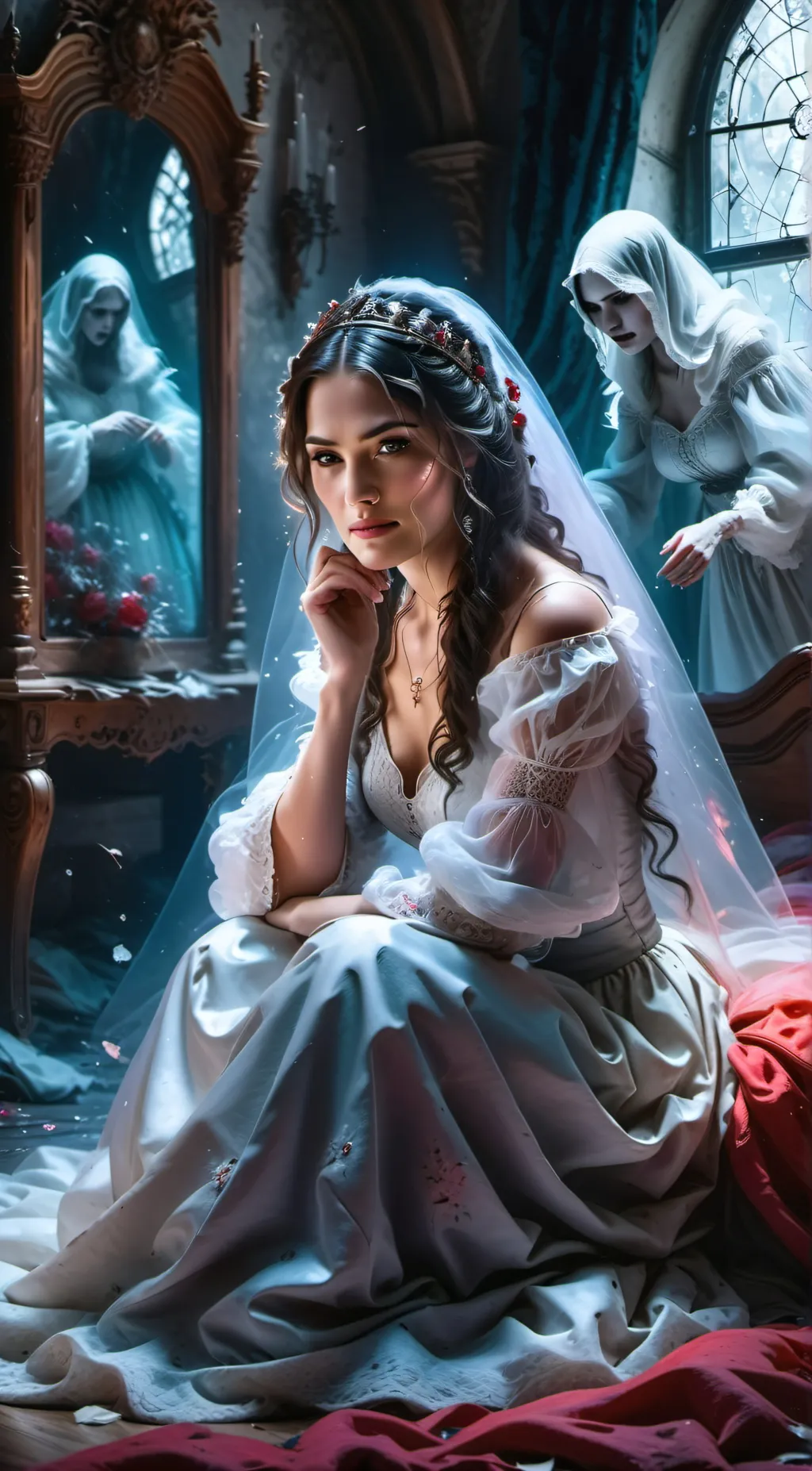 ai character: The ghost bride background