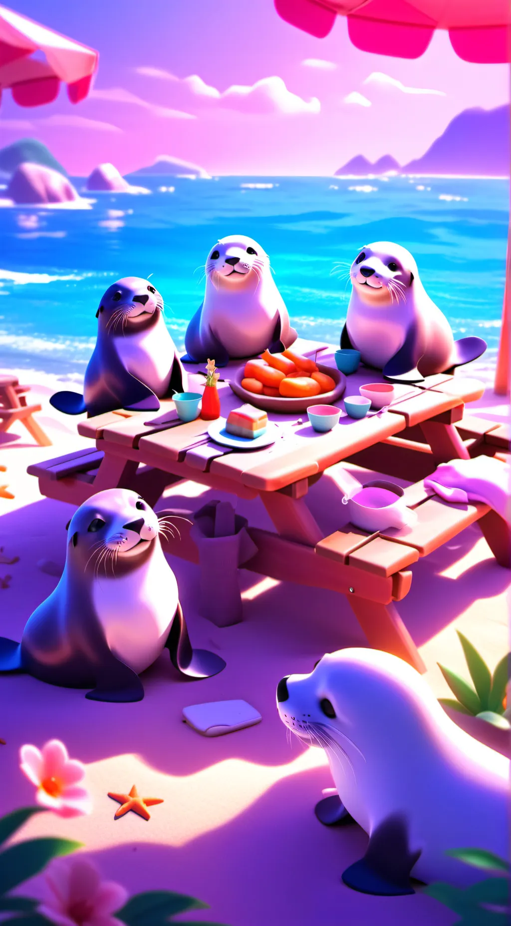 ai character: Seal Family!! background