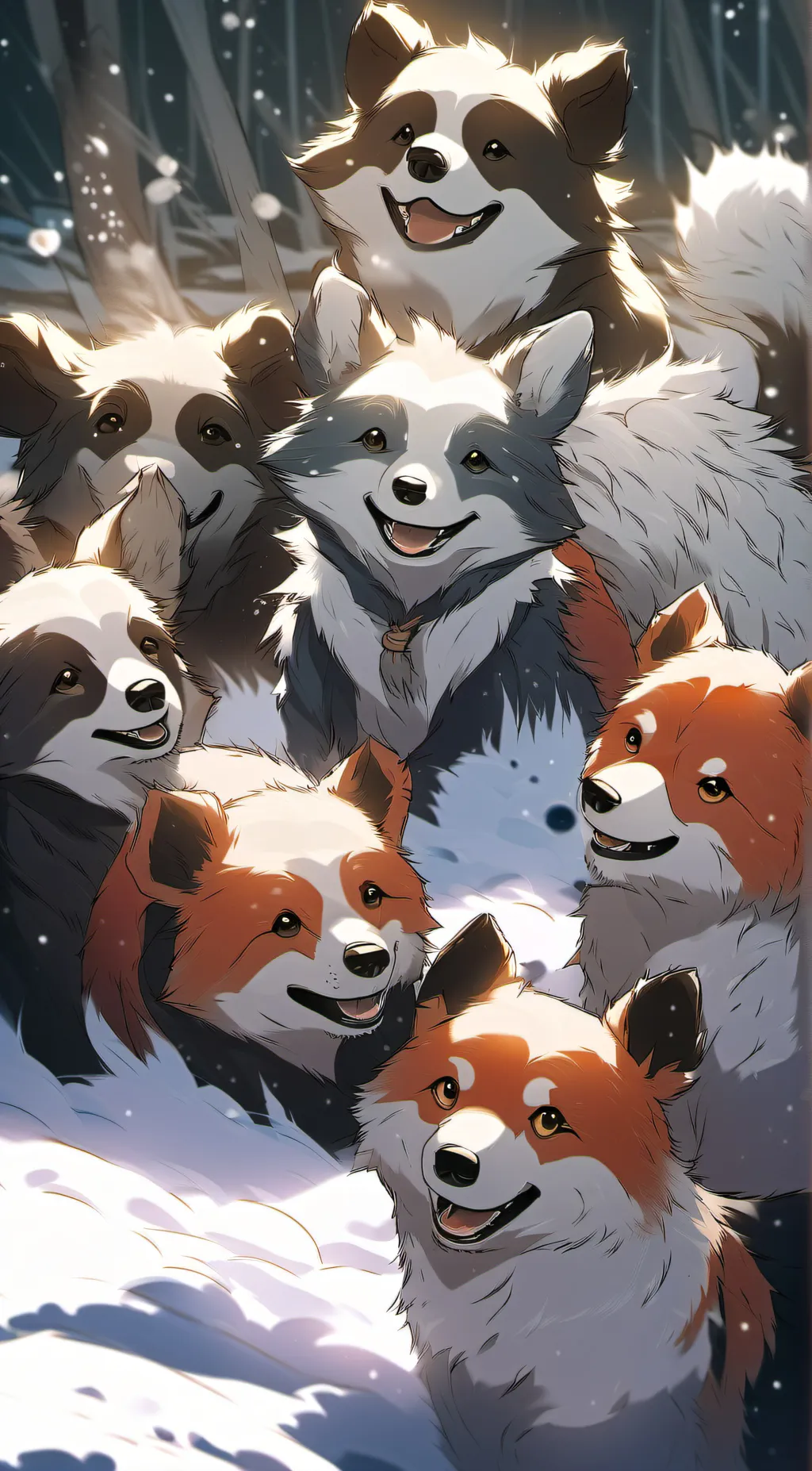 ai character: smiling critters background