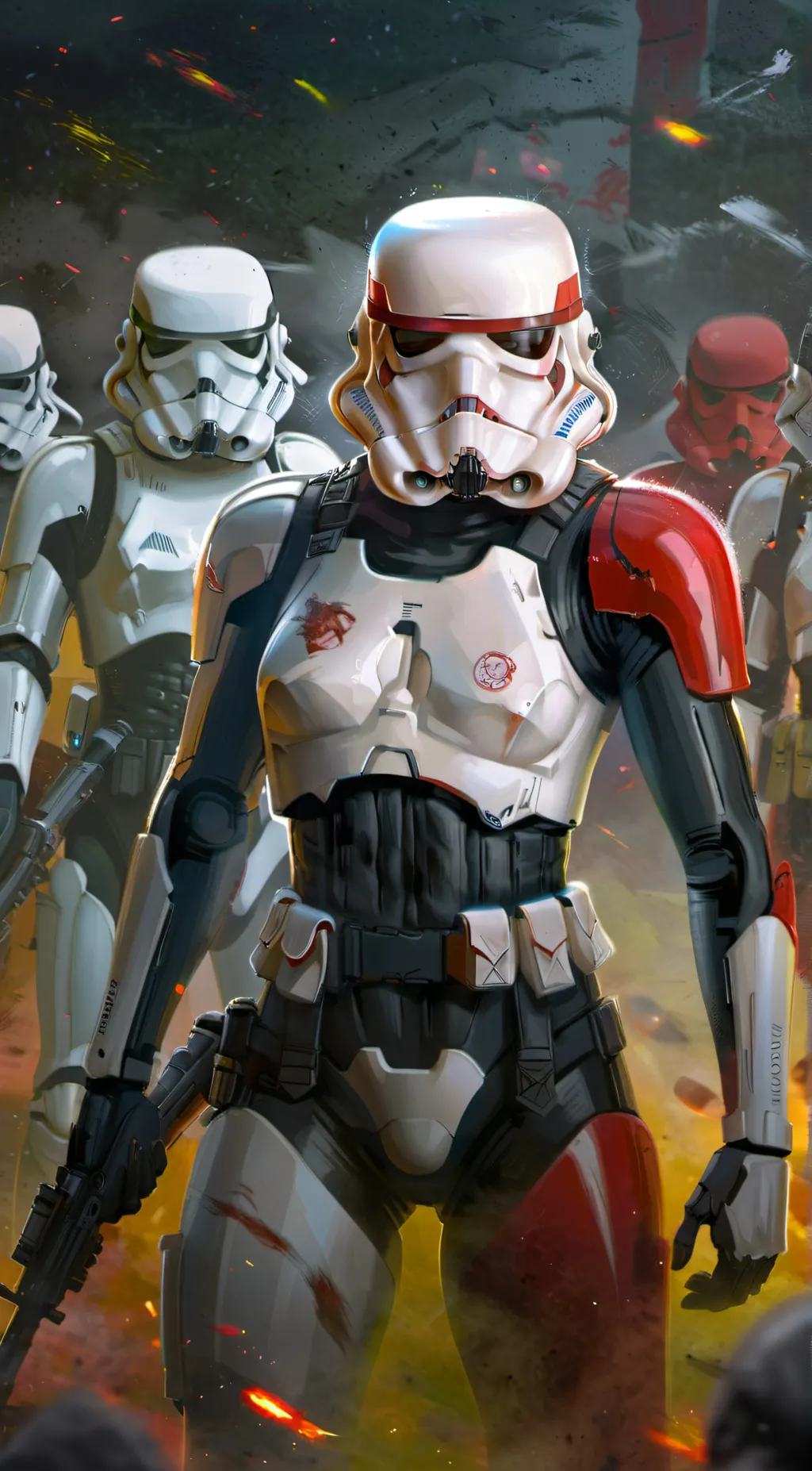 ai character: girl Stormtrooper  background