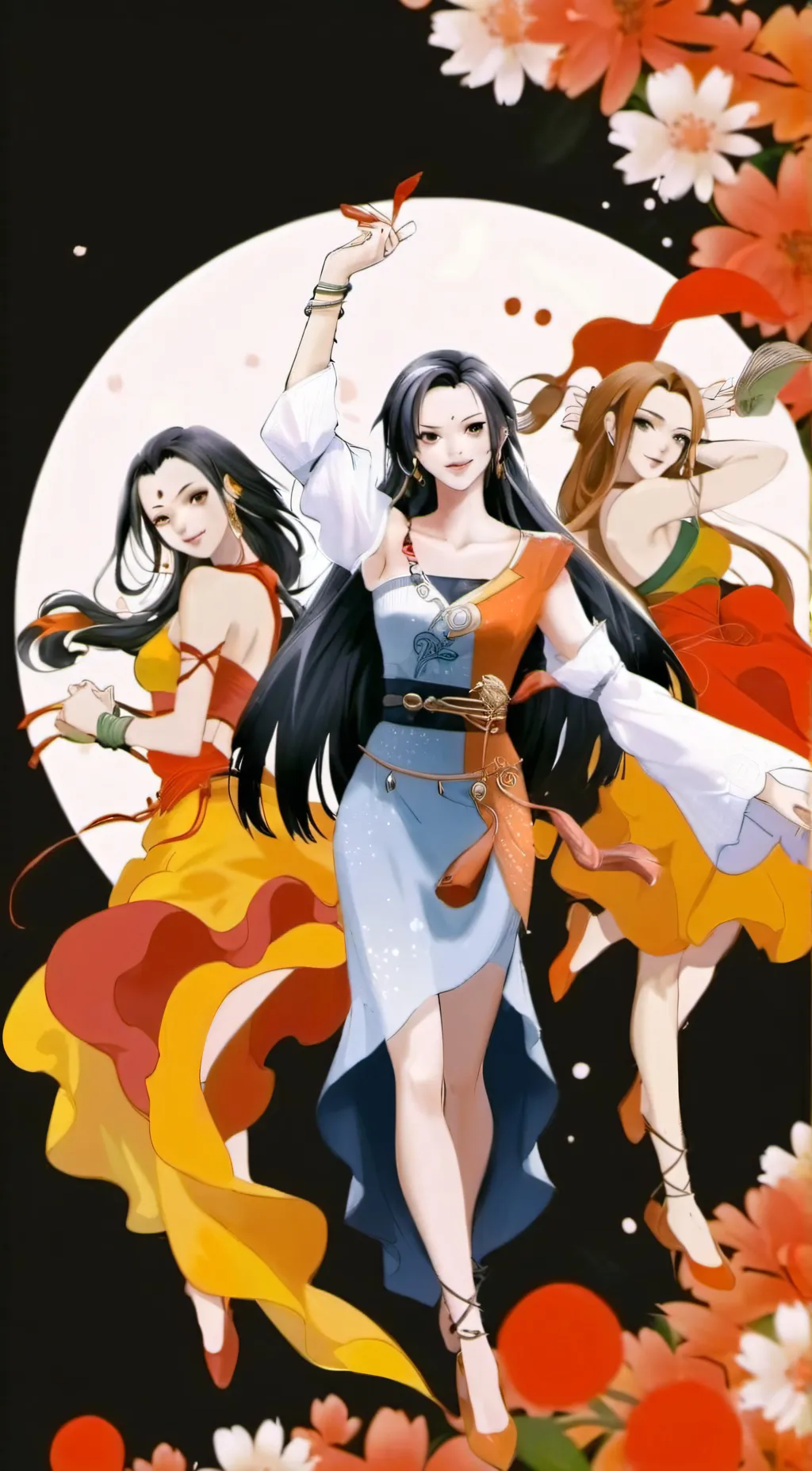 ai character: Nami, Boa, Robin background