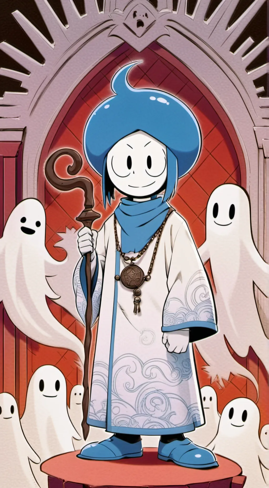 ai character: Blue background