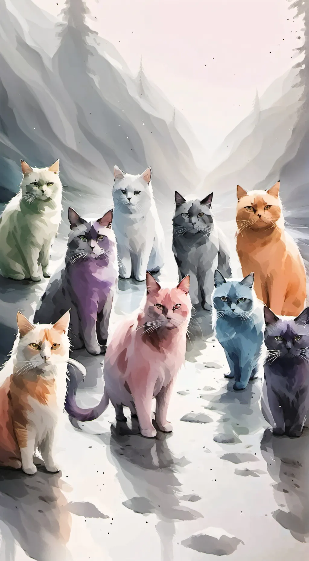 ai character: Rainbow cats background