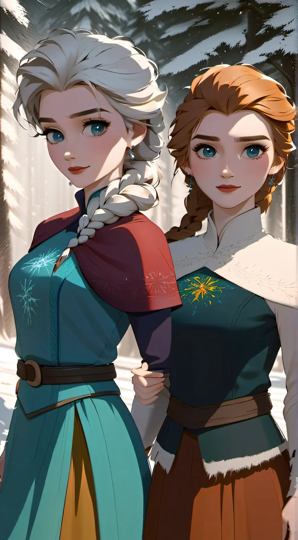 ai character: elsa and anna background
